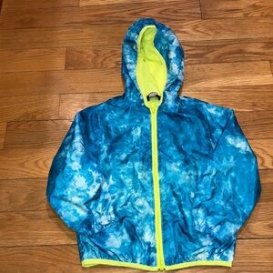 LANDS END UNISEX  BLUE TIE DYE HOODED WINDBREAKER 4-5